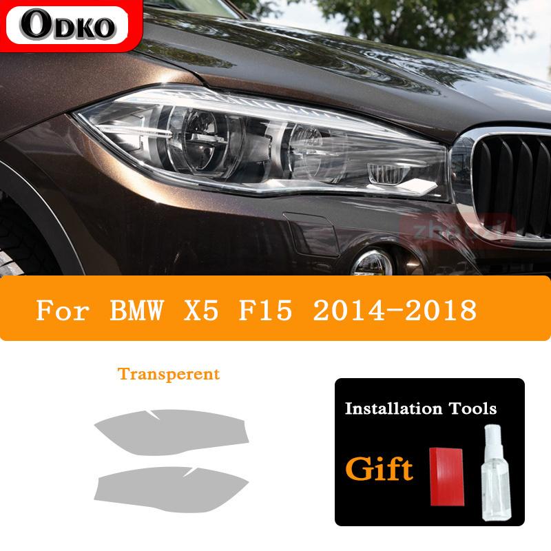 2 vnt. BMW X5 F15 M F85 G05 Automobilio priekinių žibintų tamsinimo juoda apsauginė plėvelė Vinilo apsauga Skaidrus TPU lipdukas Priedai
