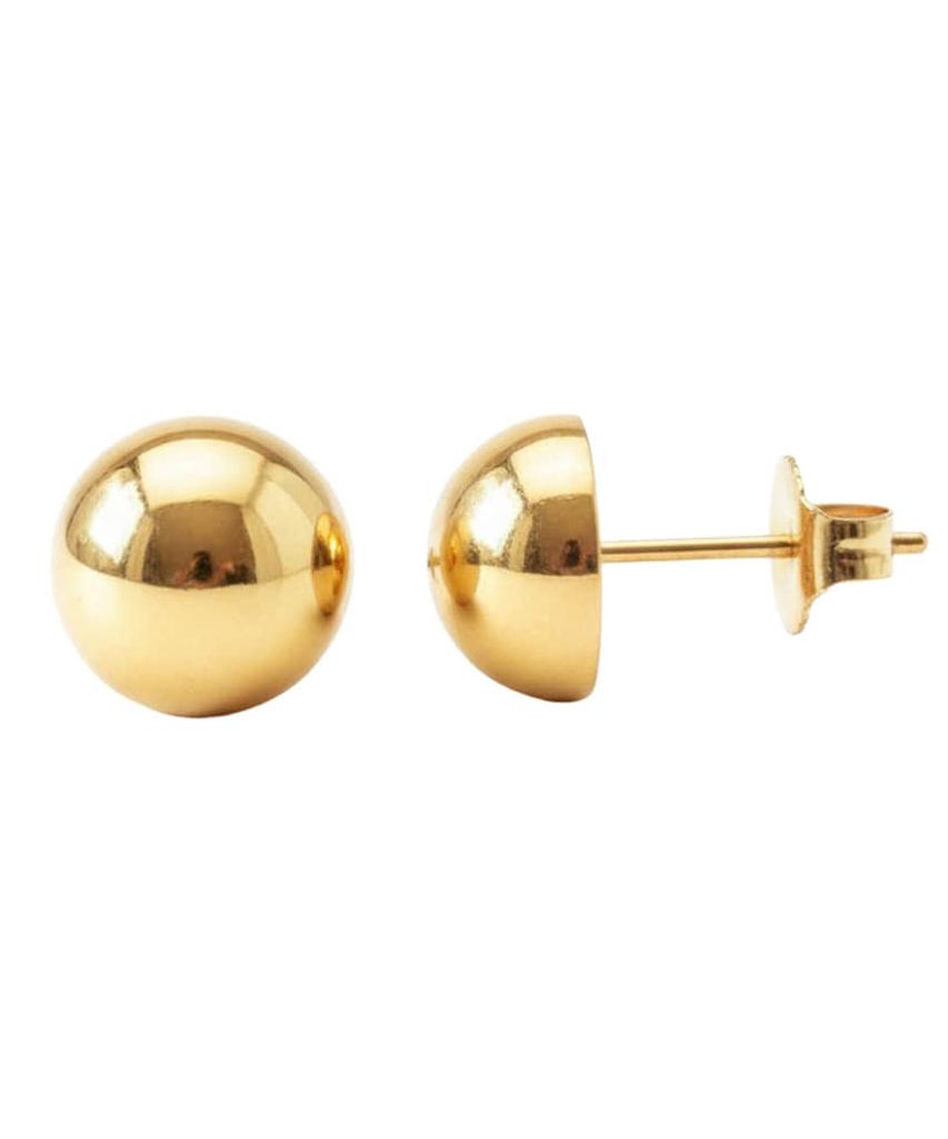 Alleun Silver 925 Ball Earrings Bold Hemispherical Convex