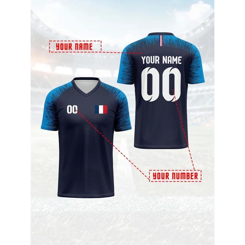 3D Printed French Flag T Shirt for Men Sports Jerseys Pattern Short-Sleeved Tees Streetwear Tops O-Neck T-Shirts