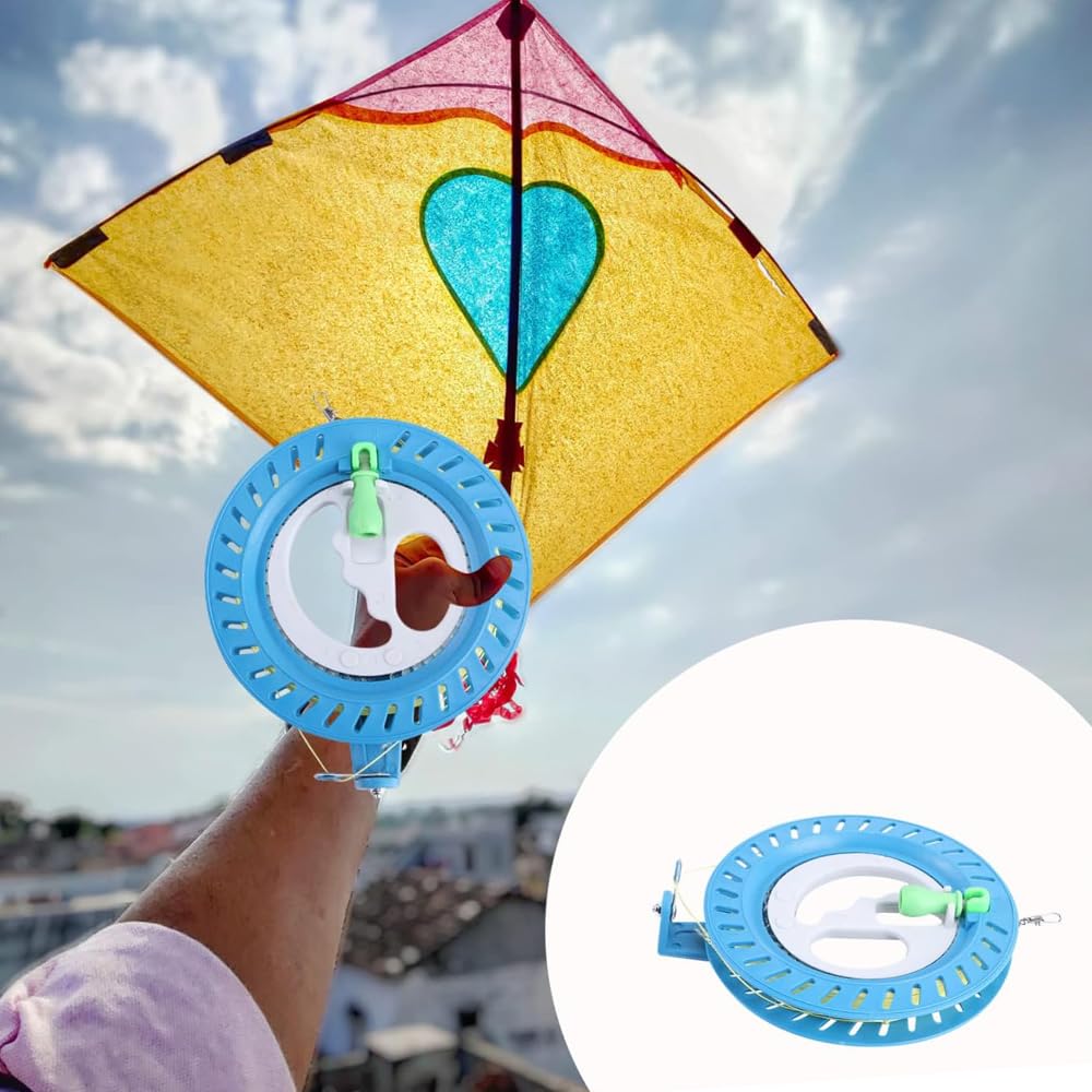 Kite Flying Reel, Kite Wheel, 18cm, with 350m Line, Kite Line Winder, Rotating Reel, Kite Flying Reel, Hand Fishing, Boat Fishing, Long-Term Use,
