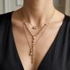European and American Light Luxury Zircon Stacked Necklace Set Female Retro Geometric Y-shaped Diamond Fringed Collarbone Chain