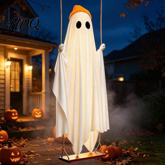 Outdoor Festive Ghost Decorations Halloween Indoor IP44 Waterproof Light Up Hanging Swing Cute Decoration DIY Weather Resistant Yard Ghosts