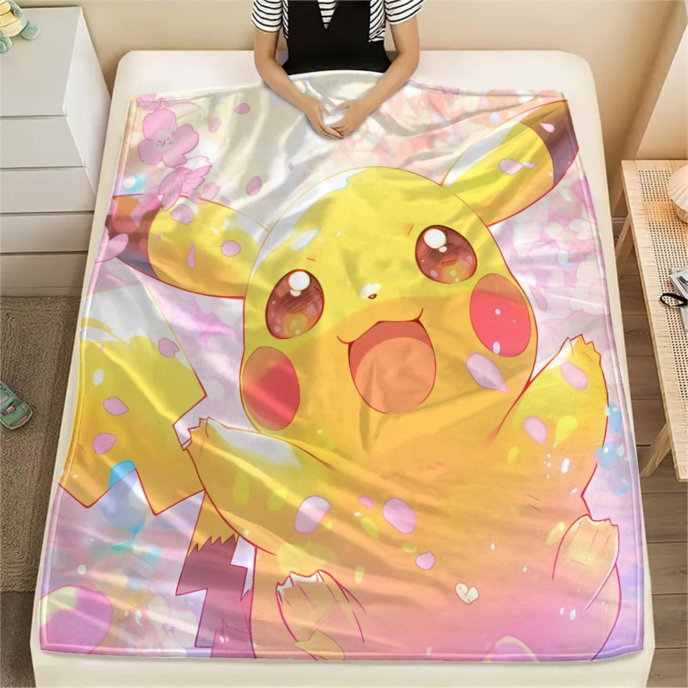 Pikachu Pokémon pattern Flannel Blanket, High quality Comfortable for All Seasons, Home Decor, Warmth and Comfort, Perfect for Gifts.