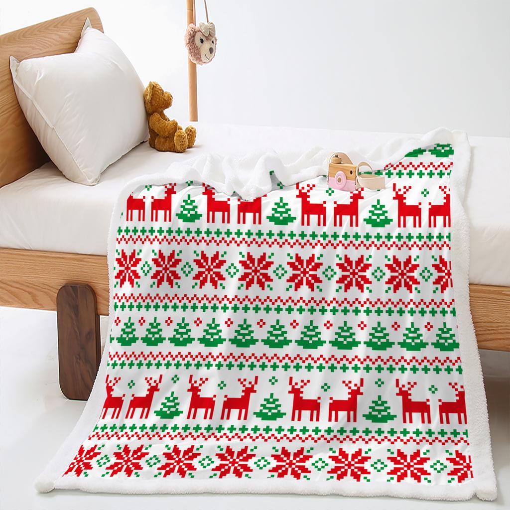 Blanket 2D Digital Printing Christmas Lamb Fleece Crystal Fleece Blanket Blanket