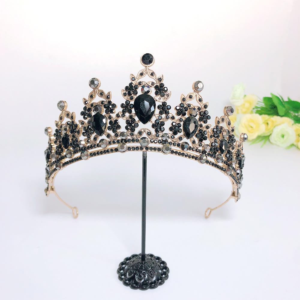 Baroque Retro Black Luxury Crown Bridal Tiara Wedding Dress Wedding Birthday Queen Crown