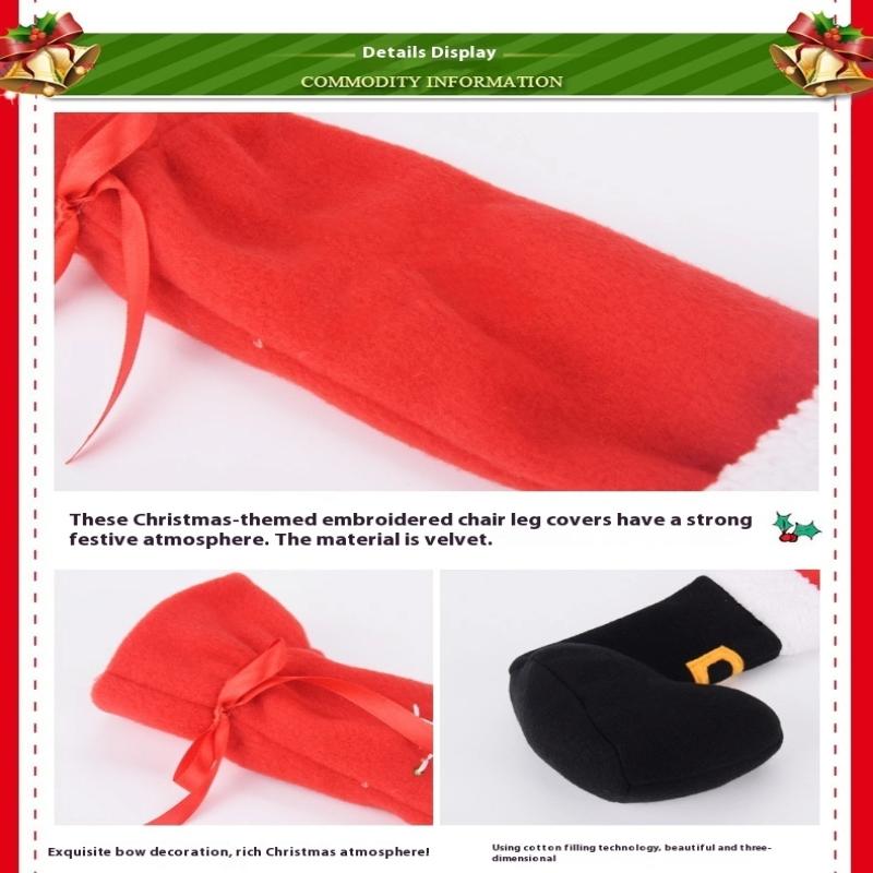 4Pcs Christmas Furniture Chair Leg Cover Floor Protectors Xmas Feet Sleeve Decor Santa Table Leg Chair Foot Covers 2025