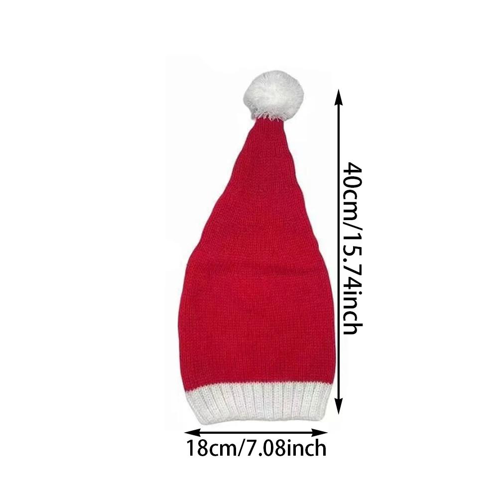 Runtow 1Pc Christmas Hat Red Santa Hat Knitted Christmas Hat Perfect to Use as Christmas Party Decoration Holiday Photo Props
