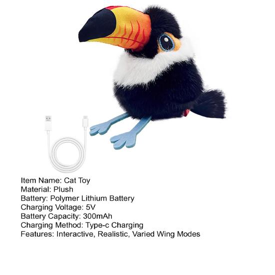 Automatic Flapping Birds Cat Toy Interactive Cat Teaser with 3 Wing Modes Chirping Sounds Self-Play Exercise Toy for Indoor Cats