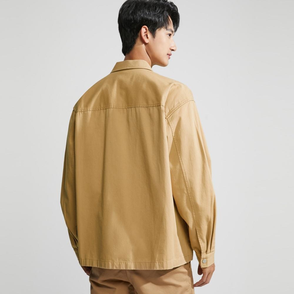 Calvin Klein Square Collar Letter Workwear Casual Long Sleeve Shirt Men shirts Khaki J322476