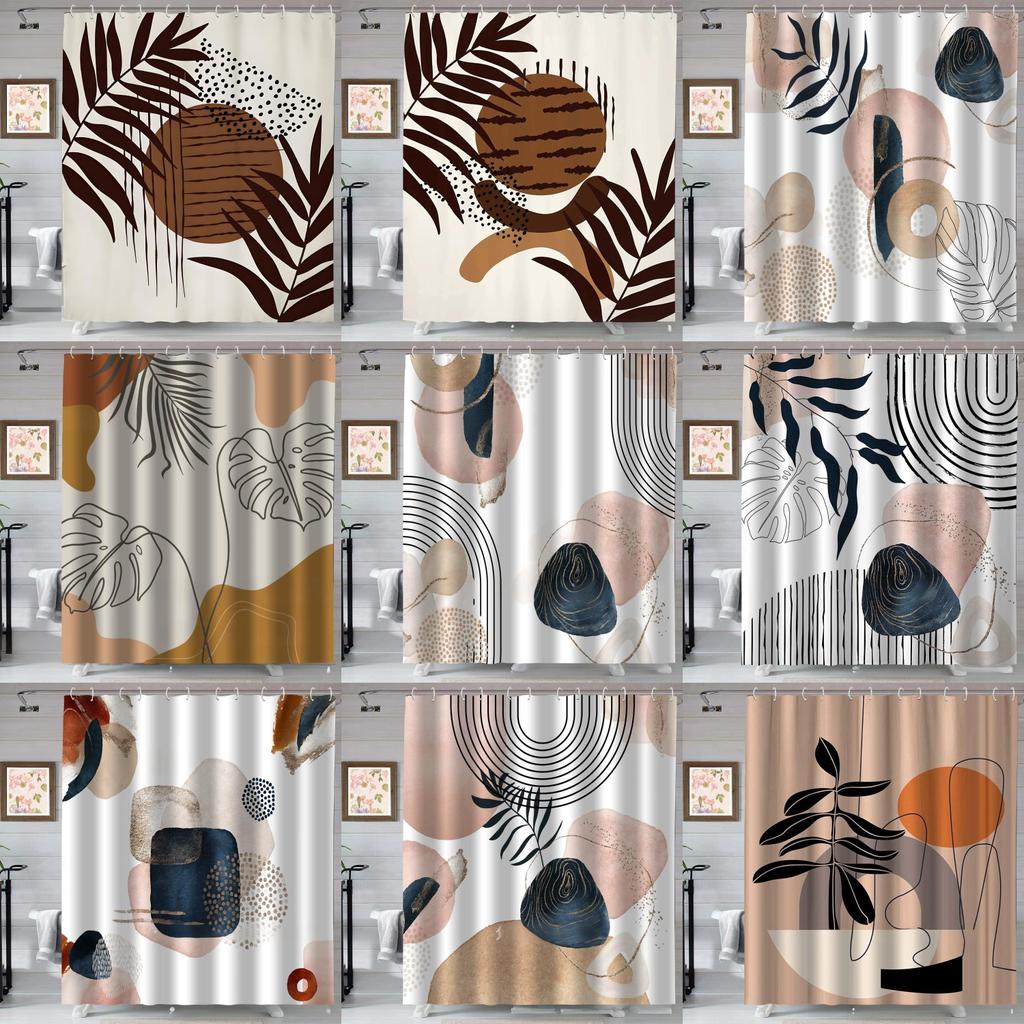 Boho Style Watercolor Polyester Shower Curtain Waterproof Fabric For Bathroom Decor And Privacy Divider