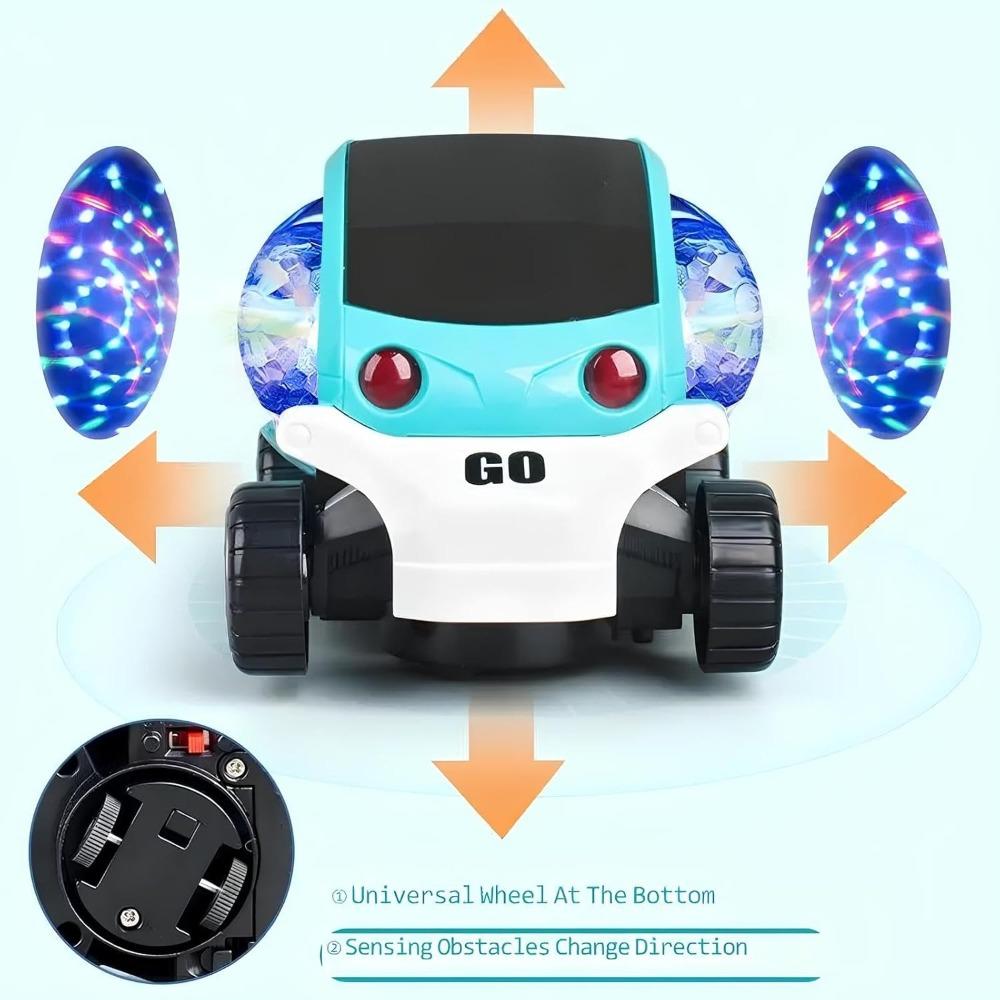 Obrotowa Zabawka Samochód Pojazd 360° Przewroty ze Światłami Muzyką Automatyczny Elektryczny Samochodzik dla Maluchów Chłopców Dziewczynek Prezent Urodzinowy dla Dzieci