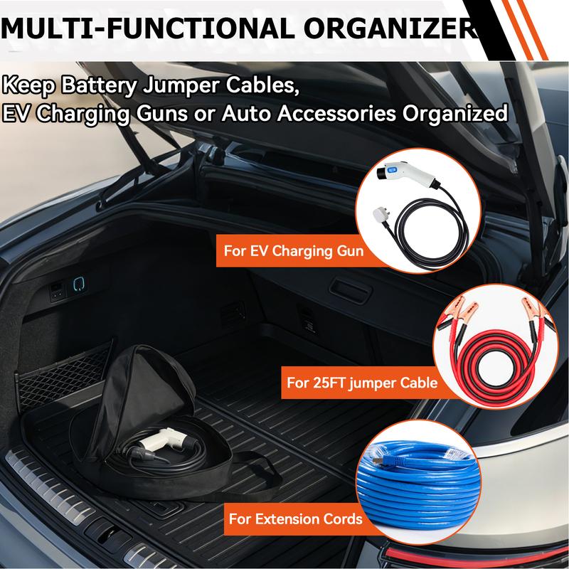 Wasserdichte Aufbewahrungstasche für EV-Ladekabel, tragbarer Organizer-Koffer für Ladekabel von Elektrofahrzeugen, Autozubehör, strapazierfähiges Nylon