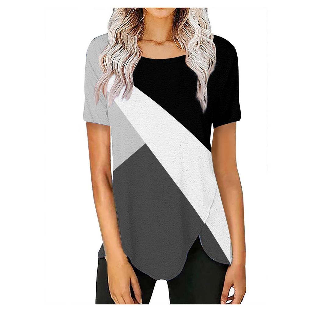 Women's Fashion Casual Temperament Crewneck Loose Printed Short Sleeve T-shirt Top