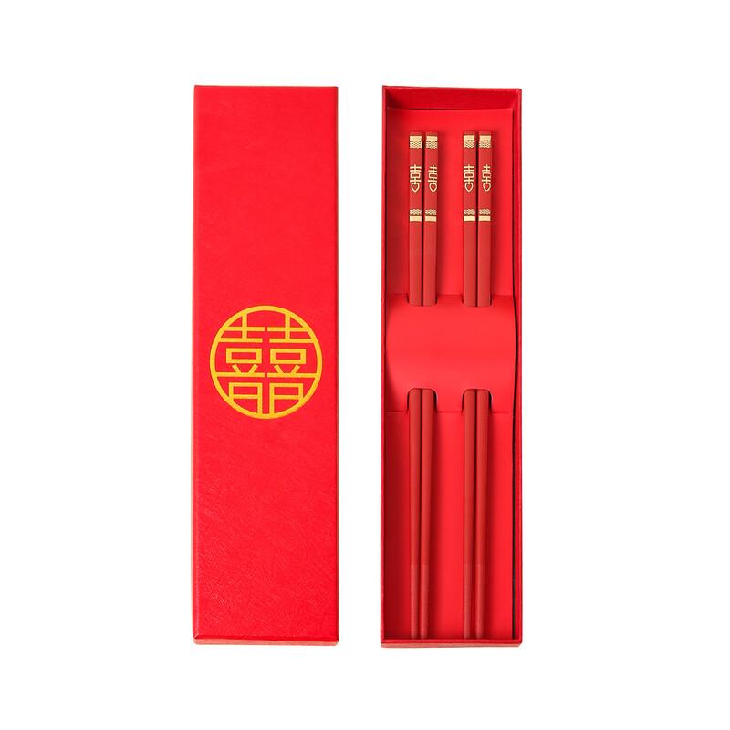 Red Wedding Alloy Chopsticks Gift Set