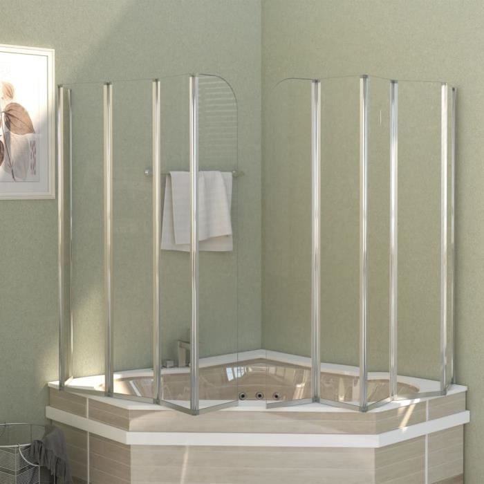 VidaXL Enclos de bain 120x140 cm Verre trempé Transparent