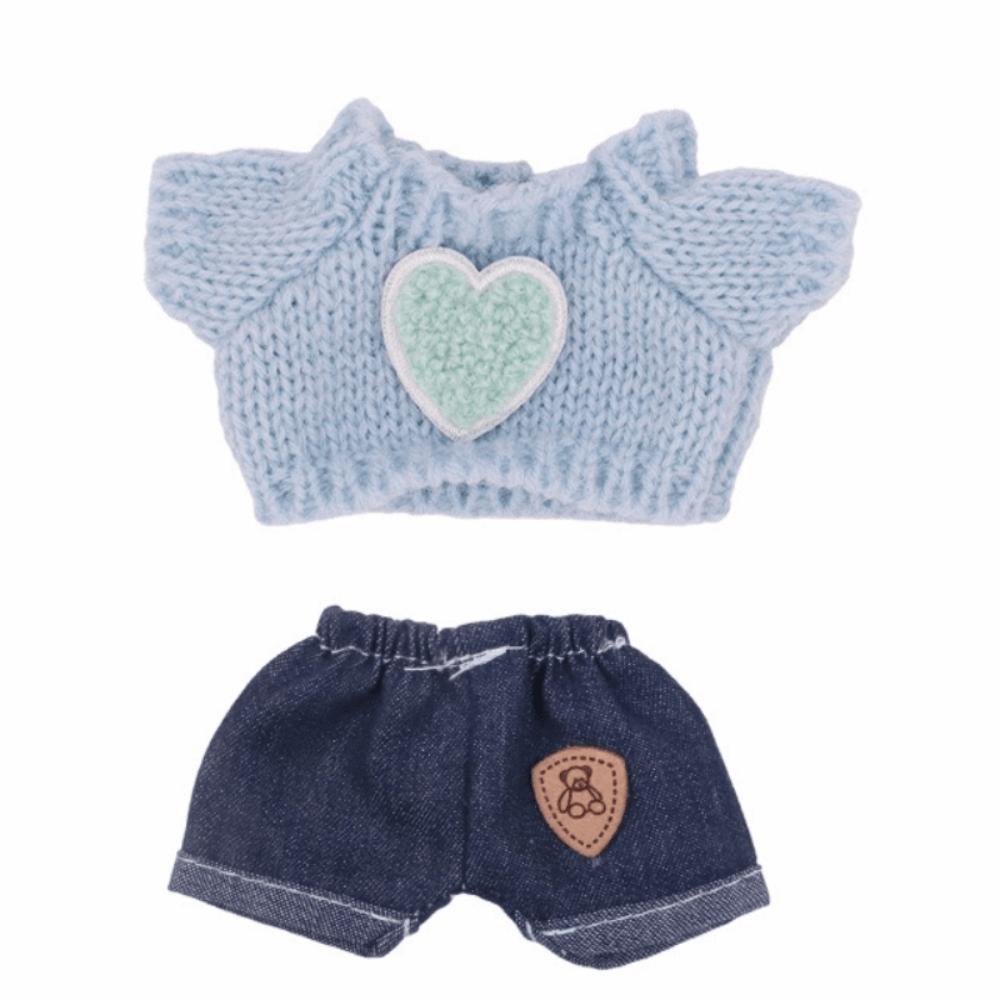 

Miniature Doll Clothing Accessories Handmade For Labubu Sweater Jeans Set Cotton Doll світло-синій колір
