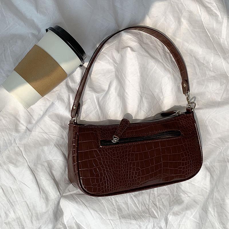 IELGY Hand Bag French Small Design Bag Retro Baguette Bag Crocodile Pattern Handbag Lady