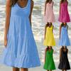 Stylish Women's Holiday Summer Solid Sleeveless Party Beach Loose Short Dress Sundress For Effortless Elegance