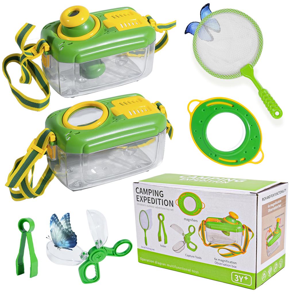 Color Box Packaging Outdoor Toy Adventure Insect Observation Box Rubber Watch Observation Clip  Magnifying Glass  Puzzle Early
