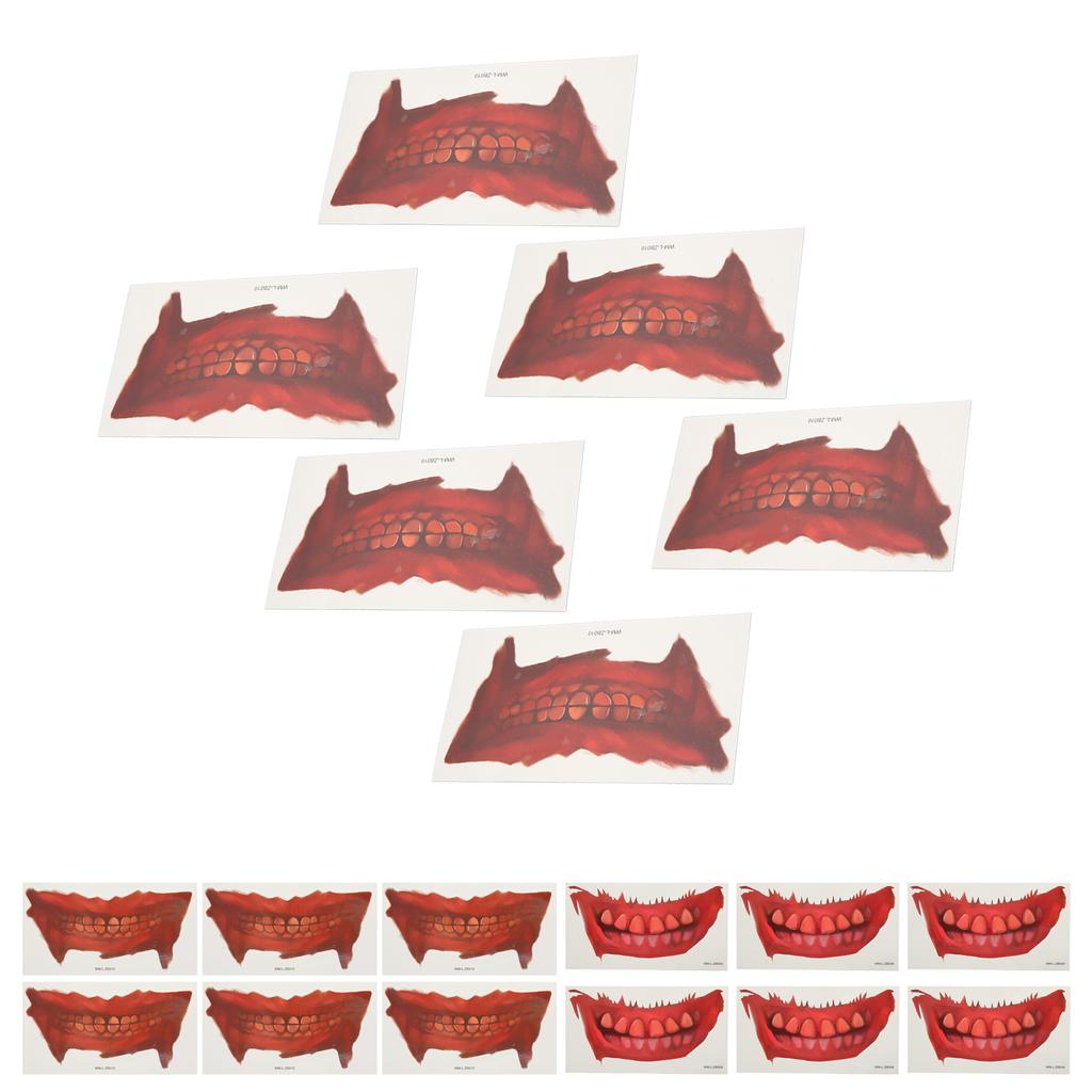 Halloween Mund Tattoo Aufkleber Horror Streich Make-up Temporäres Tattoo Papier DIY Dekoration für Christ