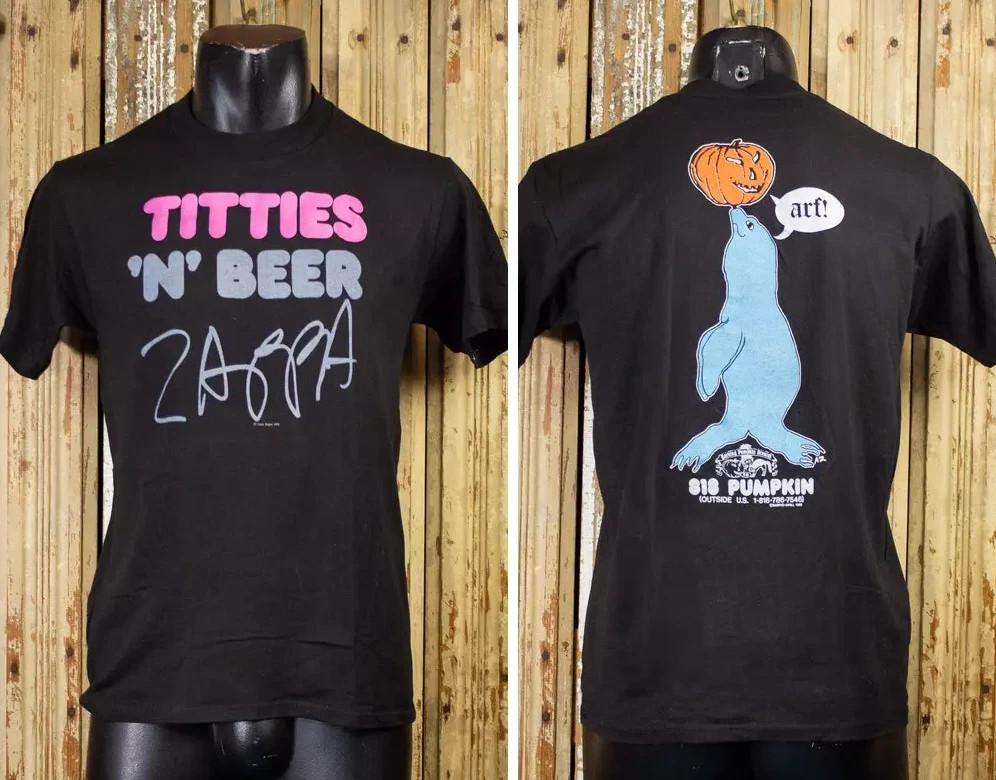 Vintage Frank Zappa Titties N Beer Concert T Shirt 1988 Black Unisex T-Shirt S