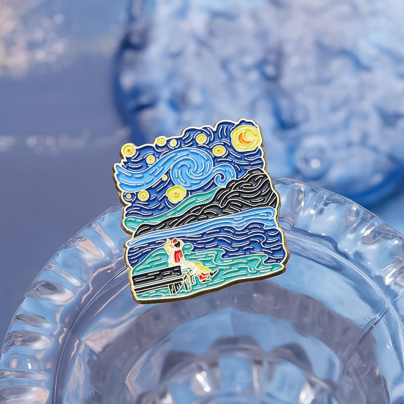 Unique Cartoon Inspired Artistic Brooch With Dreamy Starry Sunflower Design For All