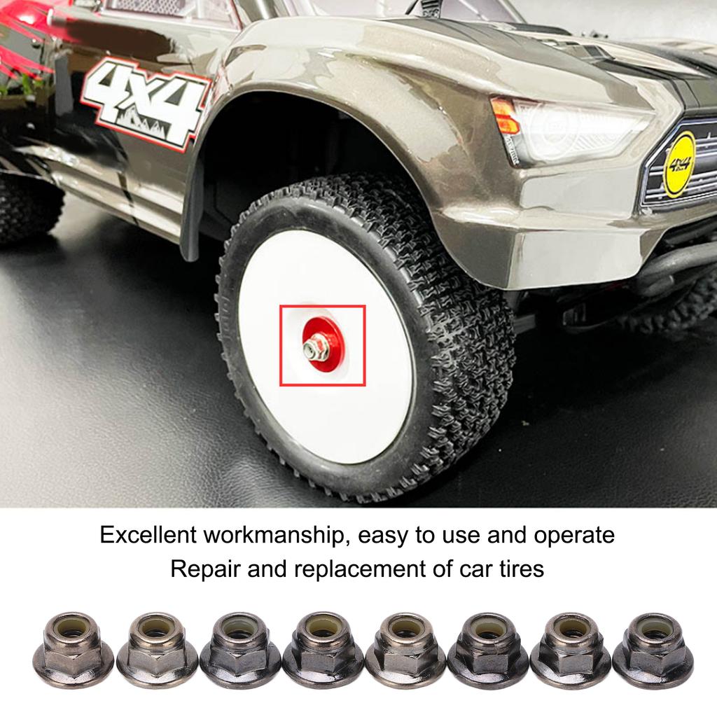 8PCS Metal M4 Wheel Lock Nut Flange Nylon Lock Nuts for Typhon 1Celsius10 RC Car Parts