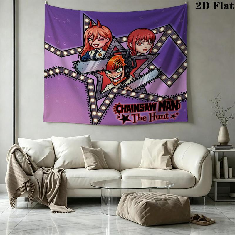Chainsaw Man Wandteppich Ästhetisches Wandbehang Gedruckter Stoffdecke Dekorative Wandteppiche Für Schlafzimmer Wohnzimmer Heimdekoration