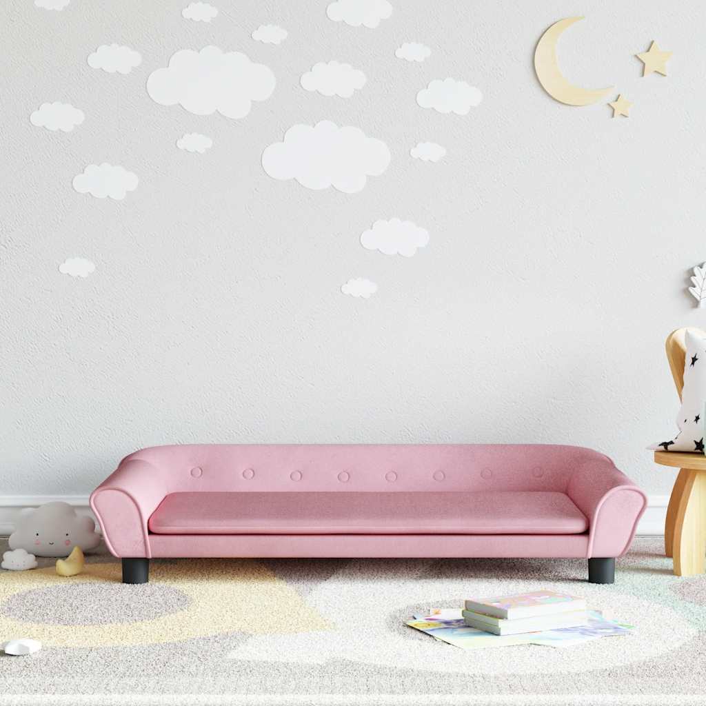 Vidaxl Sofa Dla Dzieci, Różowa, 100X50X26 Cm, Aksamit