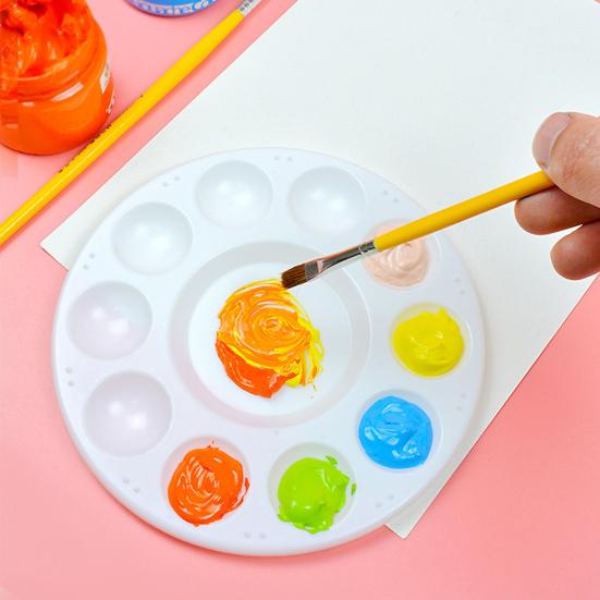 2 Stück 17CM Farbpalette 11 Vertiefungen Rund Antihaftbeschichtet Leicht zu Reinigen Kind Erwachsener Schüler Handwerk DIY Aquarell Mischen Öl Acryl