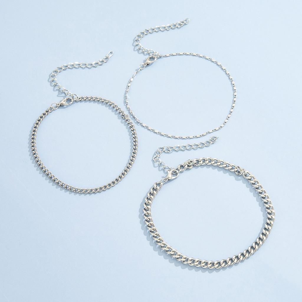 Fashion, Temperament Simple Metal Chain Retro Creative Japanese Chain Anklet Three-piece Set