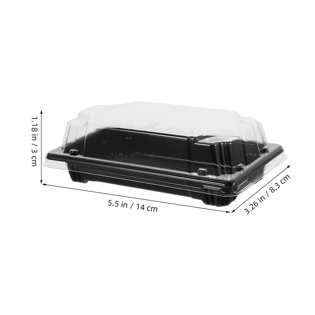 100Pcs Sushi Packing Box Black Disposable Food Containers Heat Resistant Take Out Boxes for Restaurants Fruit Containers