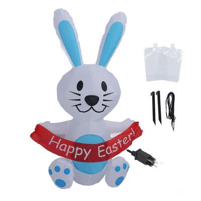 Easter Inflatable Bunny 4FT 210T Polyester IP44 Waterproof Easter Blow Up Rabbit Yard Decoration