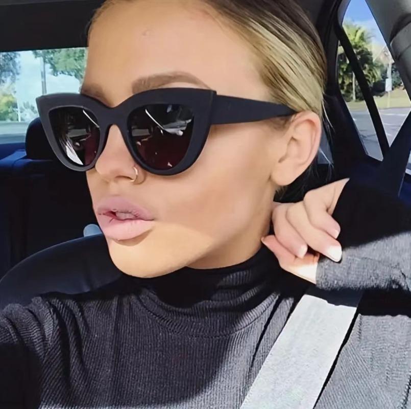 Trendy Sexy Cat Eye Sunglasses Women Trendy Brand Style Oversized Sun Eyeglasses Ladies Vintage Retro Vintage Black Elegant Eyeglasses uv400