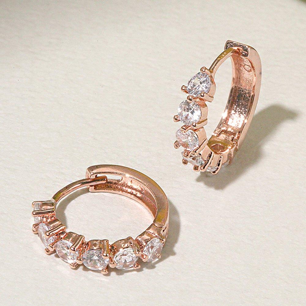 14K G.F. Prong Crystal One-Touch Ring Earrings Ea3136