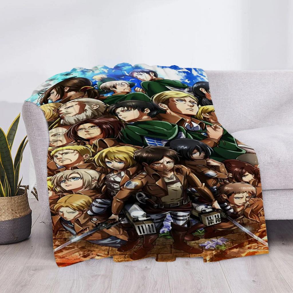 Blanket Attack on Titan Fluffy Soft Blankets & Throws Luxury Cover Plaid Throw Sofa Knee Microfiber H Anime Child Cute Home