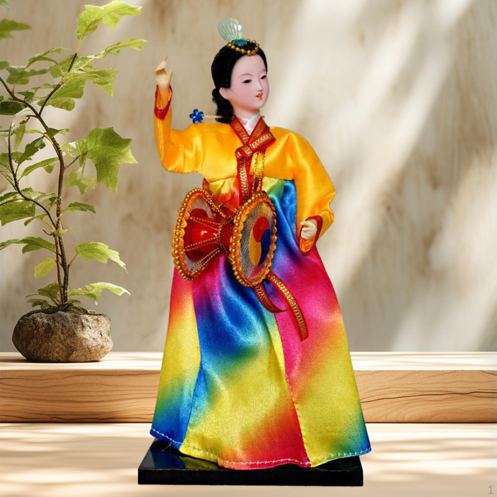 

Лялька Ханбок Корейська Гейша Міні Кабукі Статуя Традиційна ручна робота Античний Азіатський Вінтаж Style B