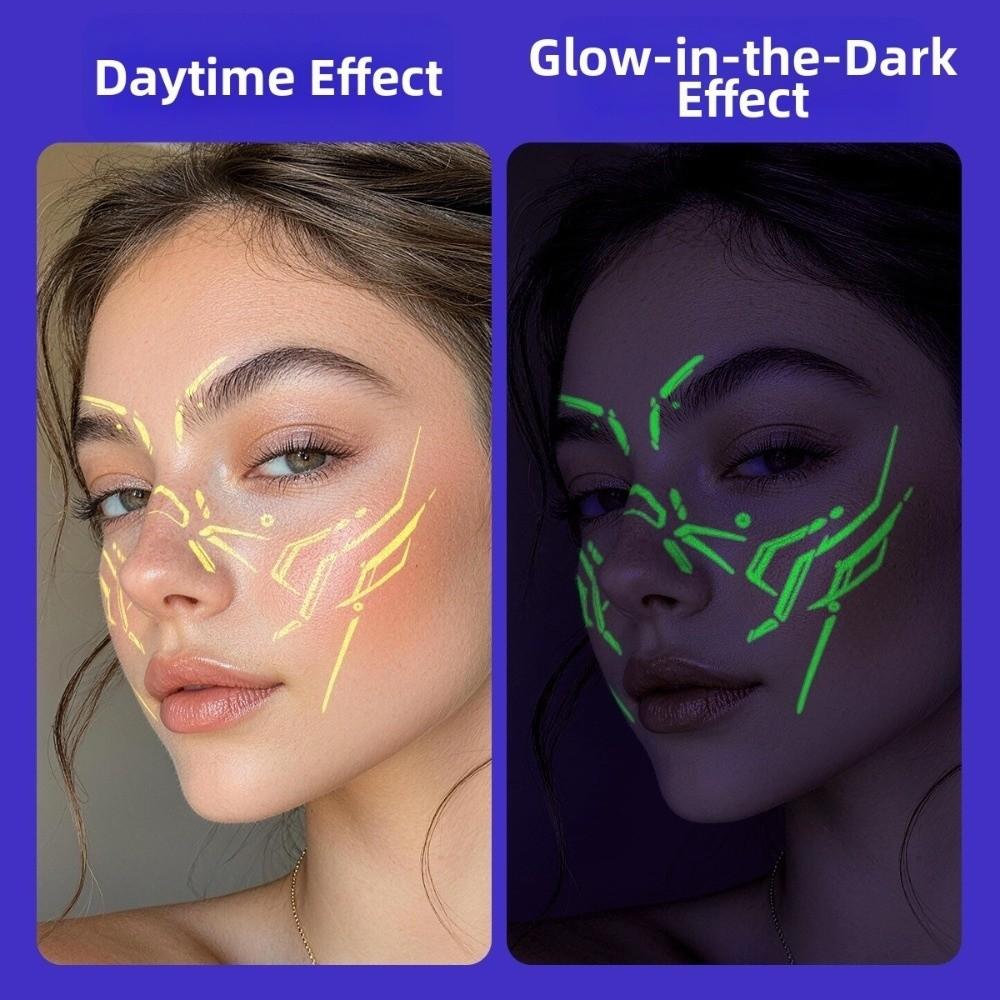 Waterproof Halloween Luminous Face Tattoo Stickers Party Cosplay Temporary Tattoos Men Women