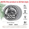 2D Flat AluminumVintage Train Room Round Metal Sign for Entryway, Bar, Cafe, Club, Kitchen, Pre-Drilled Holes for Easy Hanging, gifts for Teens