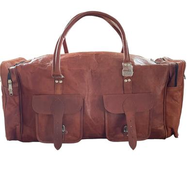 Gepäcktasche aus Ziegenleder, Sporttasche, Handtasche, Reisetasche, Reisetasche, braun, 61 cm