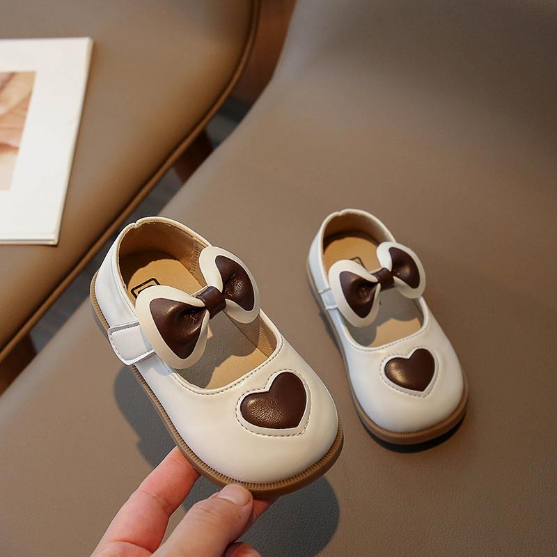 2024 Girls Leather Shoes Love Color Matching Cute Kids Fashion Casual Shoes Drop Shipping Simple Children Loafers Drop Shipping