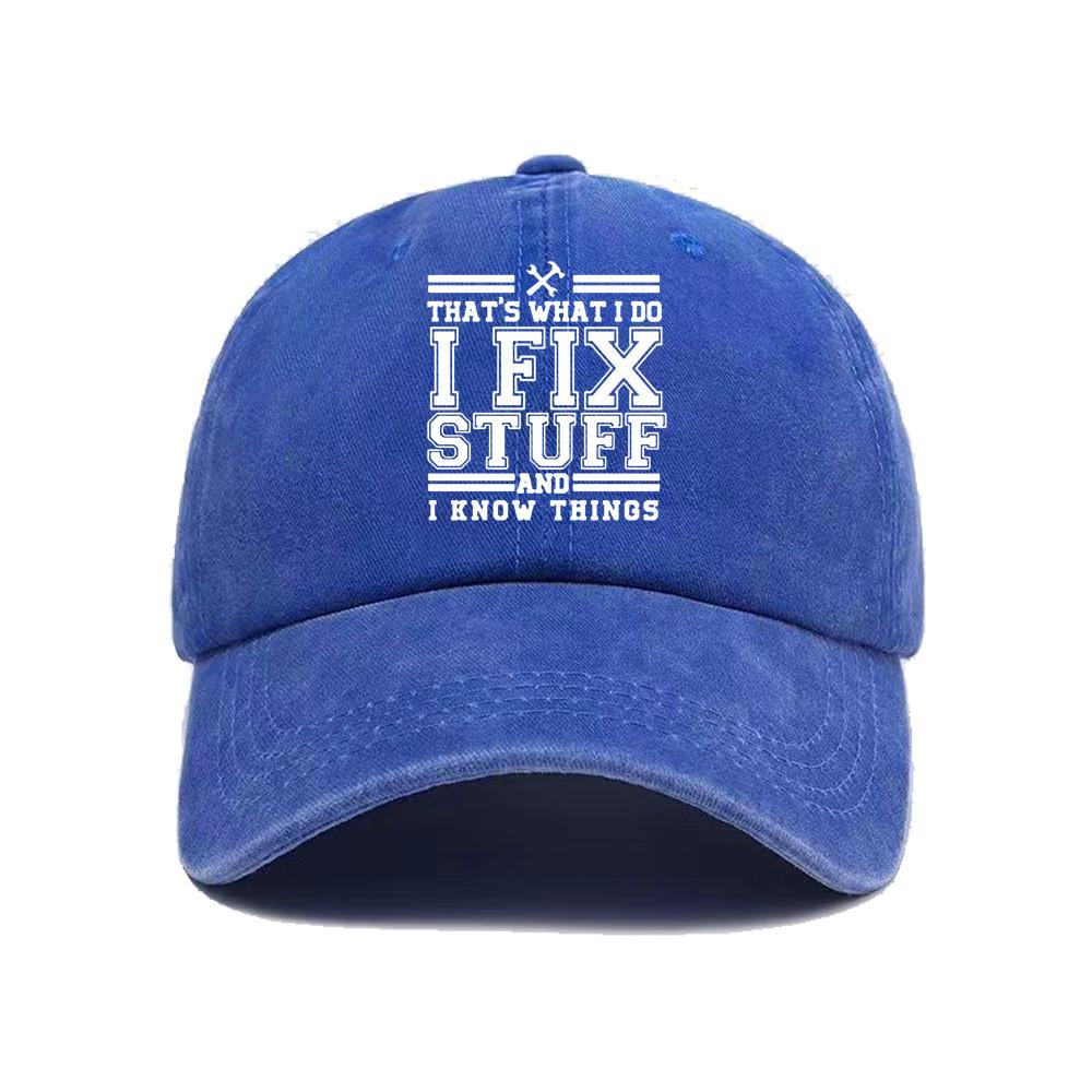 Fix Stuff Cotton Baseball Cap With Embroidered Print For Summer Outdoor Sunshade