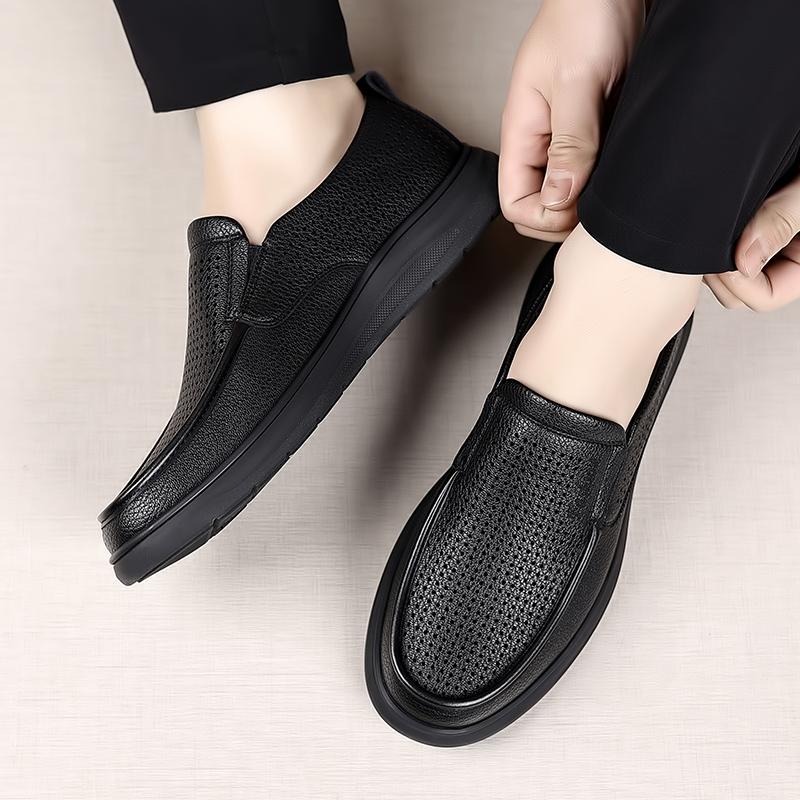 2024 Summer Fashion Men's Leisure Business Breathable Soft Cowhide Leather Shoes Brand New Men's Comfortable Hollow Sandals