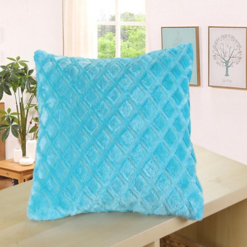 1Pc Plush Thick Lattice Pattern Sofa Pillowcase Soft Cushion Covers 43x43CM Couch Pillow