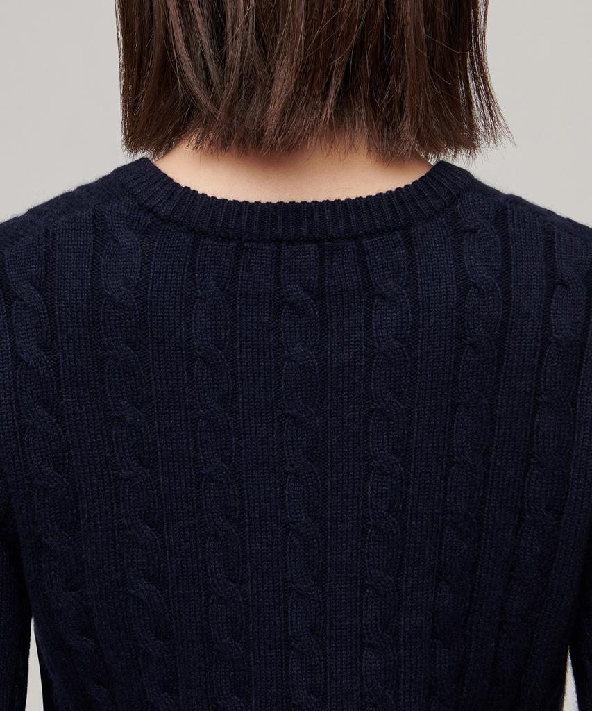 MUSINSA STANDARD WOMAN Women'S Angora Blend Cable Crew Neck Knit [Navy]