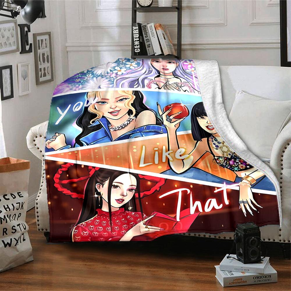 1pc BlackPink, K Pop Flannel Blanket [Cozy Throw Blanket] For Sofa, Bed, Travel, Camping, Livingroom, Office, Couch, Chair, And Bed