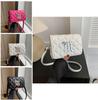 Pu Small Square Crossbody Bag With Silver Letter Decorated Checkered Texture For Daily Casual Women