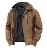 Chaquetas cálidas casuales con capucha y cremallera para hombre para otoño e invierno, con forro polar, múltiples bolsillos, sudaderas con capucha para exterior
