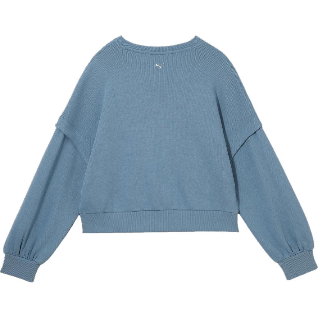Puma X Phantaci Loose Fit Drop Shoulder Faux Two-Piece Casual Sweatshirt Women Sweatshirt Light-Blue 631407-67