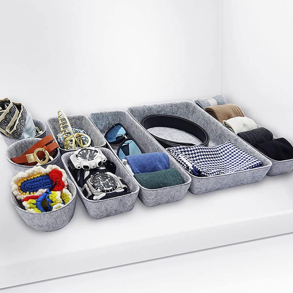 VIEAURA Drawer Divider Desk Felt Tray for Organizing Stationery and Small Office Multifunctional Storage Set of Tray, Items, Desk, (Gray / 8)